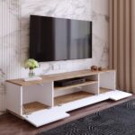 Wood TV Unit – European Wood – White – 180×36×30 cm - Image 3