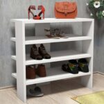 MDF Wood Shoe Rack 4 Shelves White - 105x75x30 cm