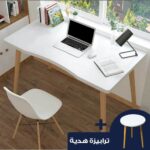 Red Beech Wood and Malaysian Melamine Desk - 70×60×120 cm + Free Table