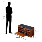 Counter Wood and Leather Shoe Storage 3 Shelves Brown - 105×55×35 cm - Image 2