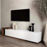 MDF Brown and White Tv Unit - 35 × 160 × 32 cm